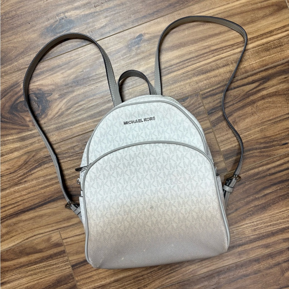 Michael Kors Ombré Abbey Backpack, tan and white color exterior